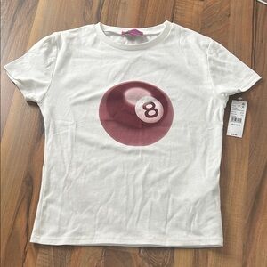 Edikted White Tee with Maroon 8-Ball Design